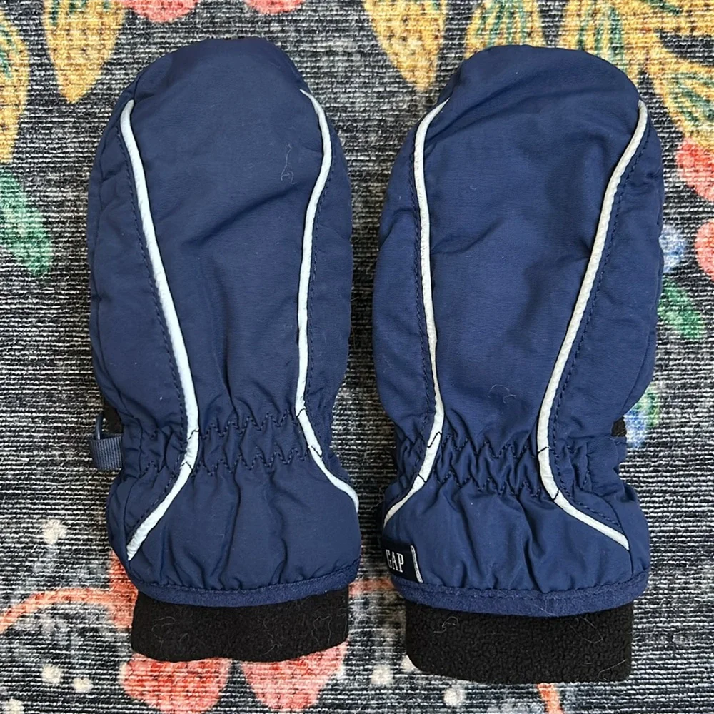 Gap Toddler Navy Blue Toddler Beanie Hat & Mittens Bundle, Size M/L